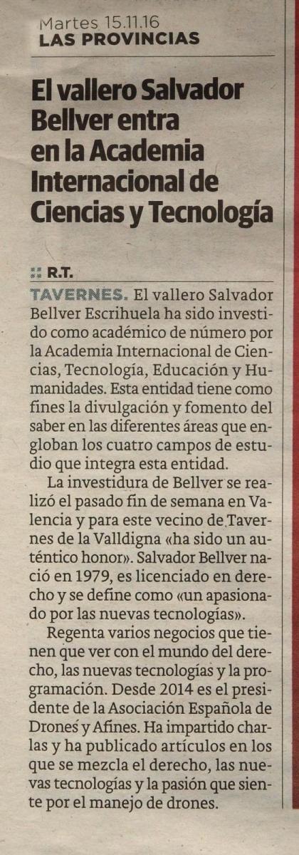 Publicación en "Las Provincias"